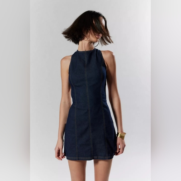 Silence + Noise Dark Blue Mini Dress - Picture 1 of 13